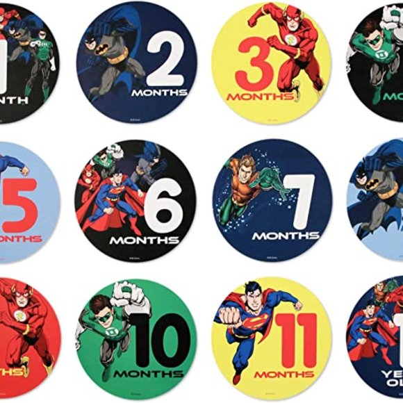 🌸3/$15🌸 DC Comics Baby Boys Justice League Belly Stickers Gift Set - Picture 2 of 3